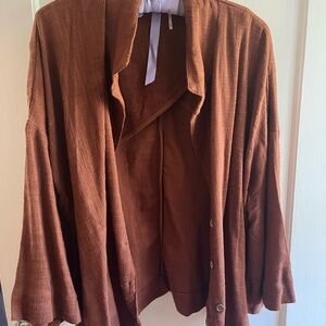 Free People Caramel Linen Jacket NWOT